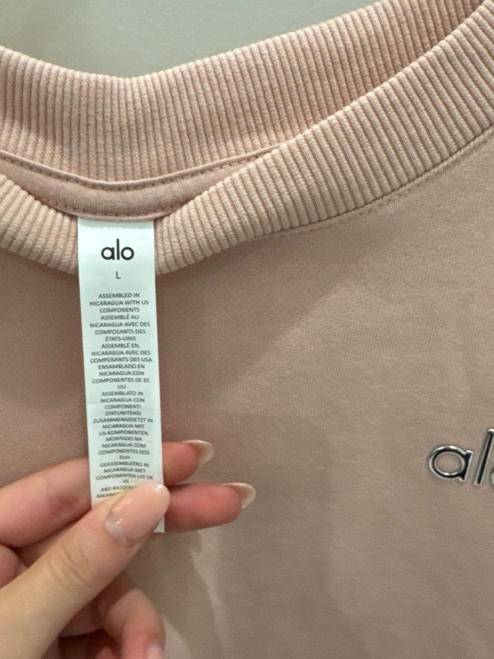 ALO Yoga Pink Crewneck Sweatshirt with Silver Logo - Picture 2 of 4